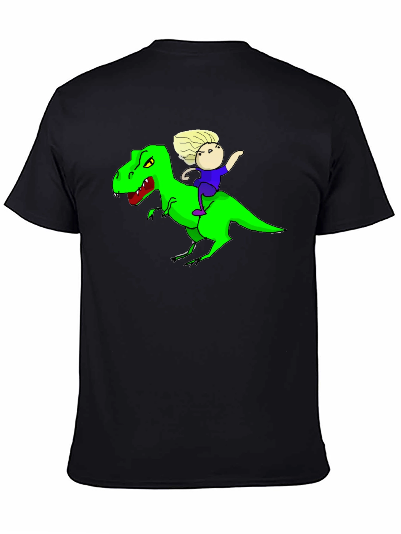 Black Dino Rider Graphic Tee - Black Cotton T-Shirt view 4