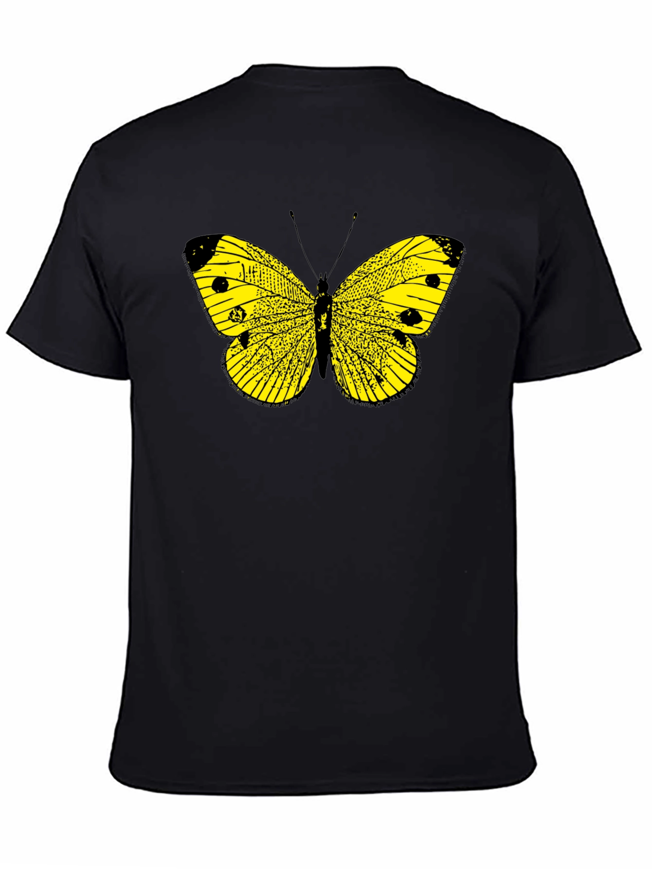 Black Butterfly Graphic Tee - Bold Yellow Insect Print view 4