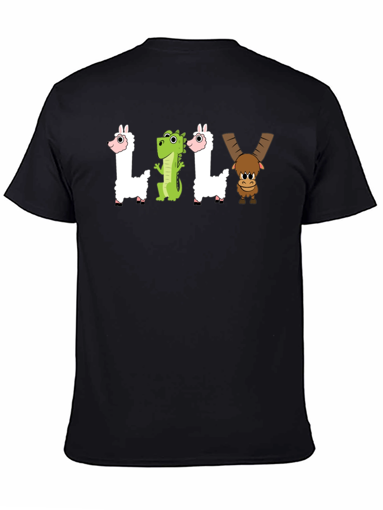 Black LILY Cartoon T-Shirt - Funny Graphic Tee view 4