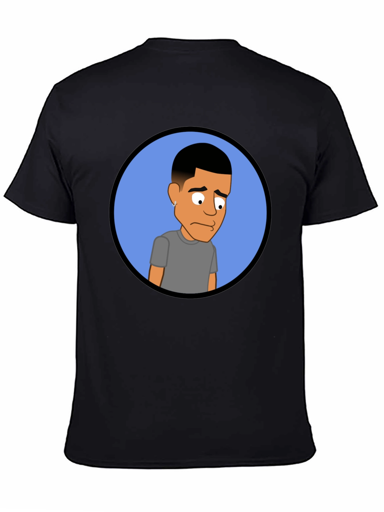 Black Cartoon Portrait Black Tee view 4
