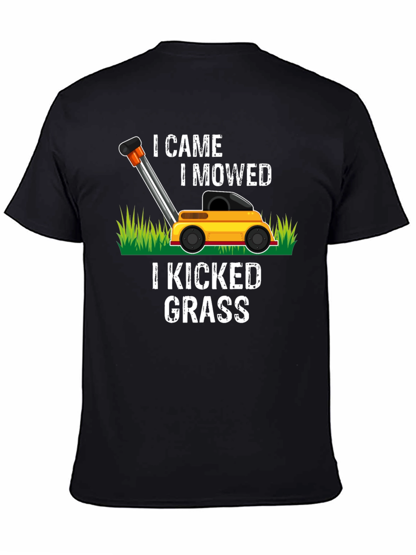 Black I Came I Mowed Lawn Mower Graphic Tee view 4