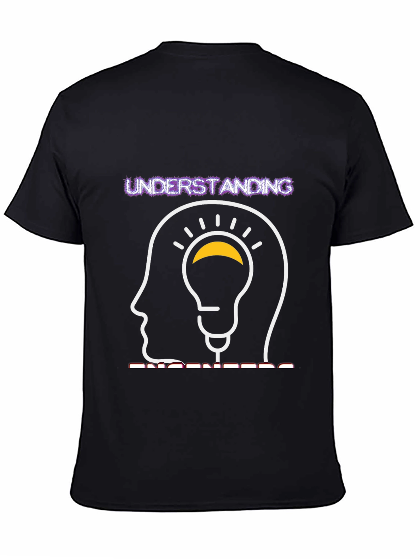 Black Understanding Engineers T-Shirt - Brain Lightbulb view 4