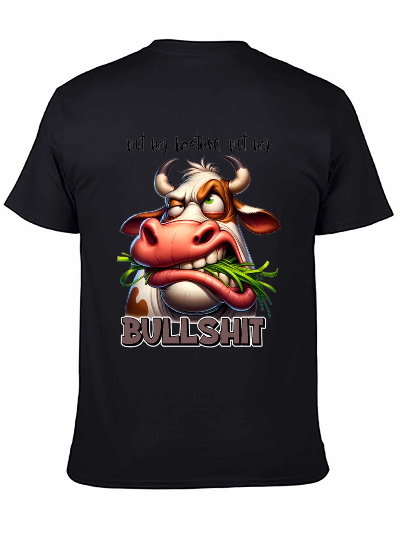 Black Funny Cow Graphic T-Shirt - Not My Pasture view 4