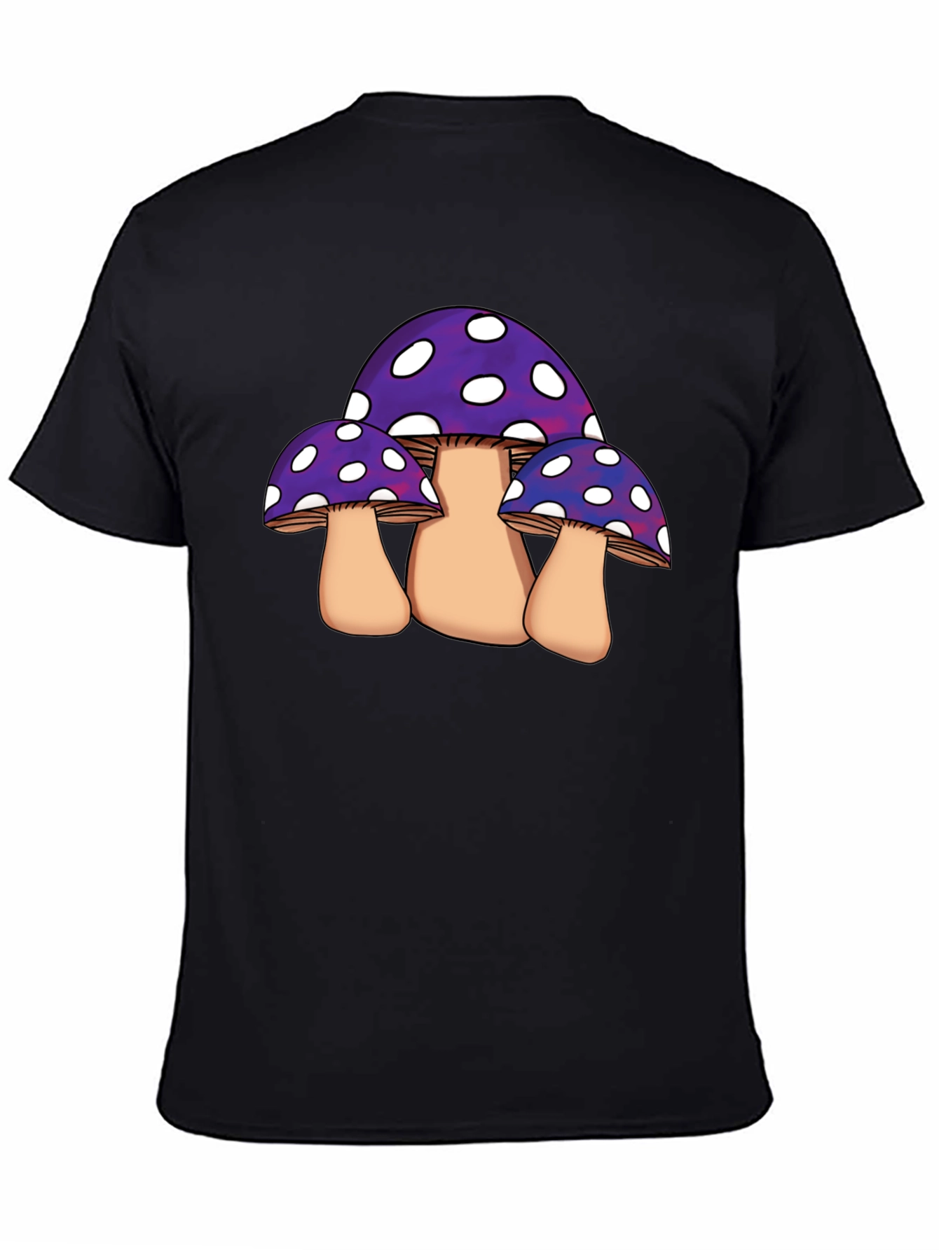 Black Funky Mushroom Graphic Tee - Black Cotton Blend view 4