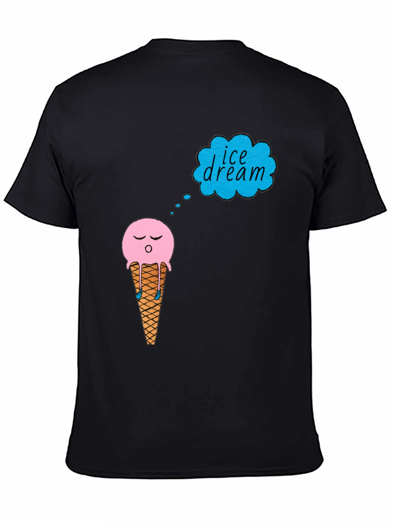 Black Ice Cream Dream T-Shirt - Black Cotton Tee view 4