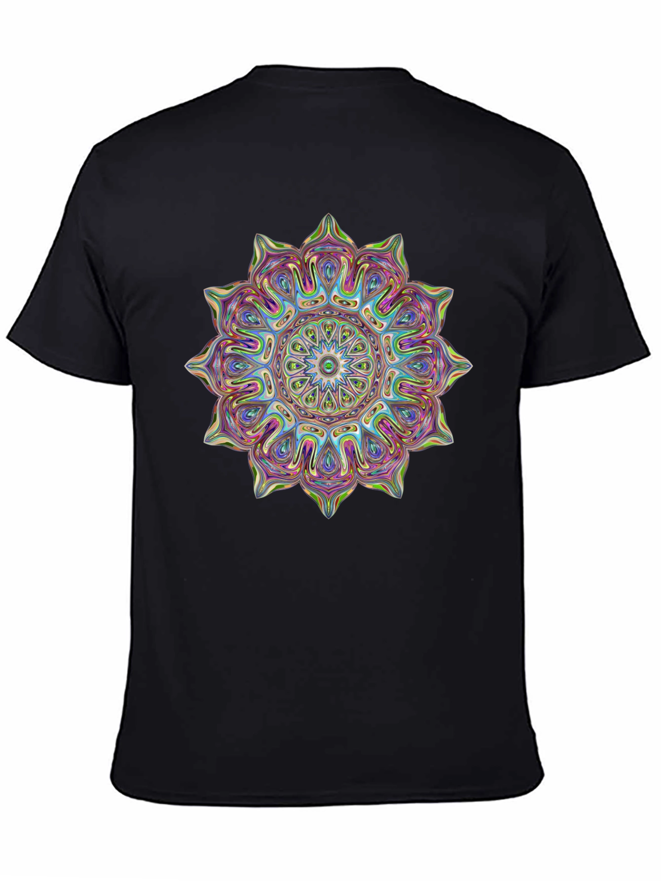 Black Psychedelic Mandala Graphic Black T-Shirt view 4