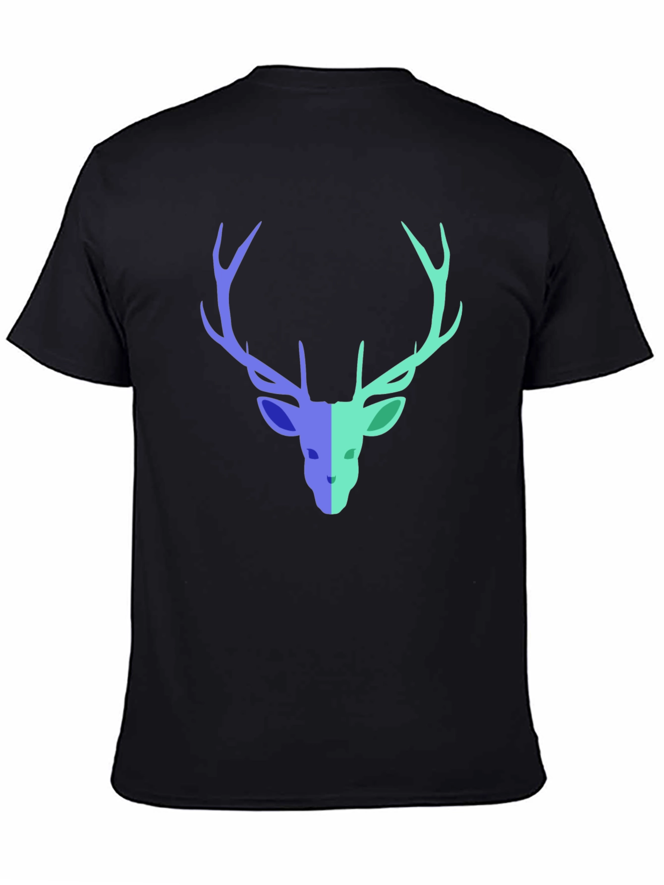 Black Stag Graphic Tee - Modern Deer Design Black T-Shirt view 4