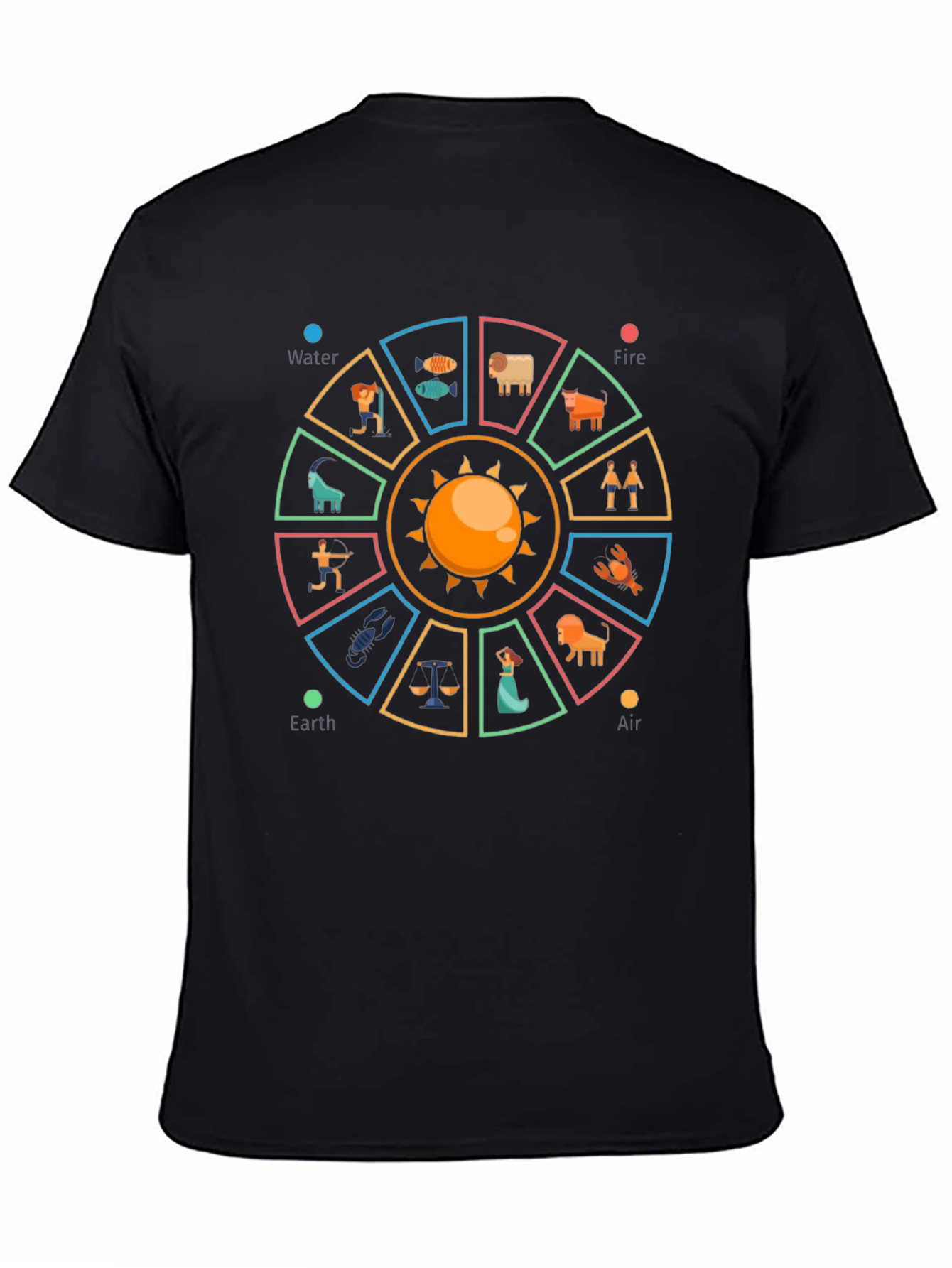 Black Zodiac Wheel Graphic Tee - Astrology Lover's Shirt view 4