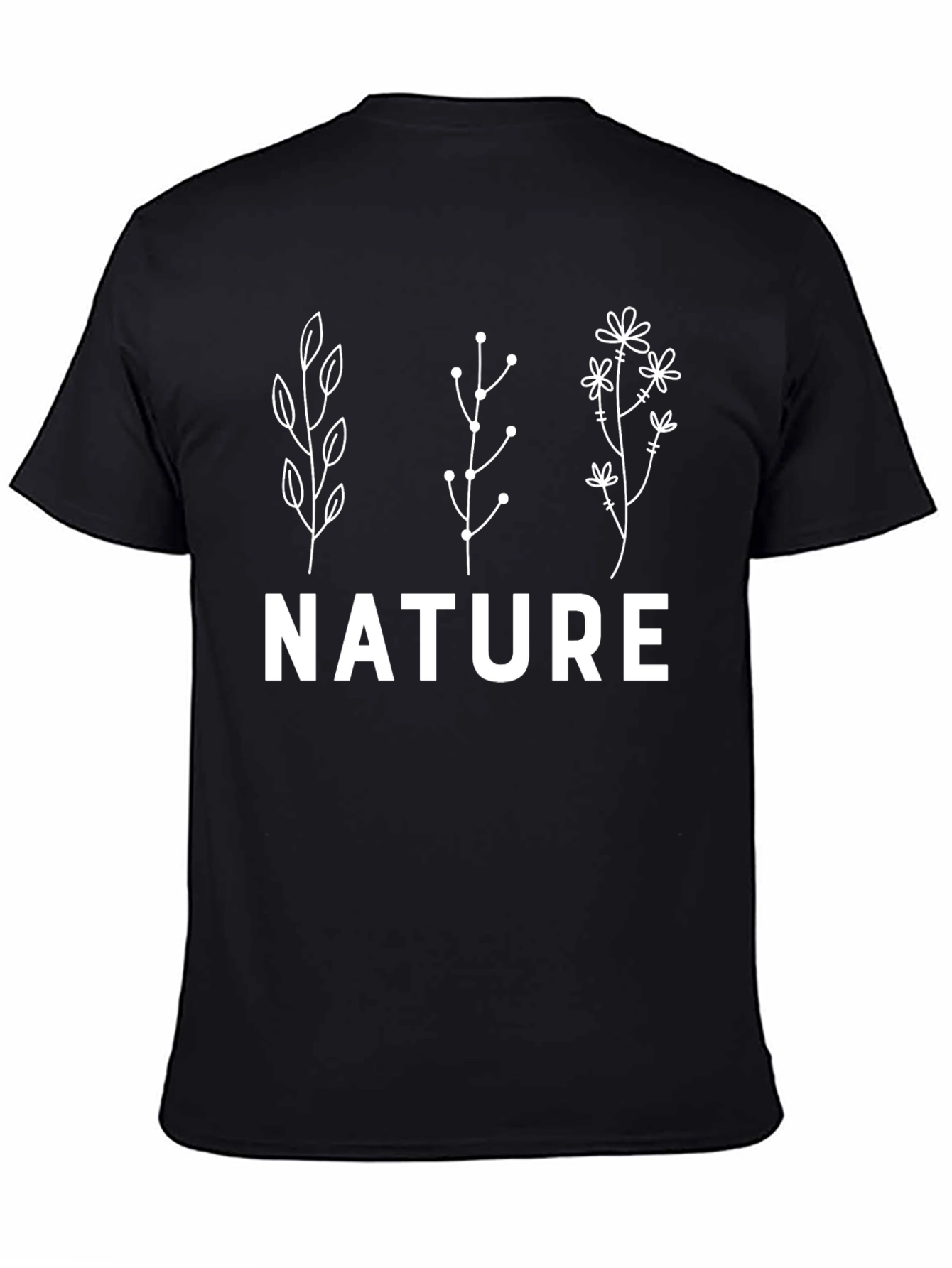 Black Nature Inspired Graphic T-Shirt - Black view 4