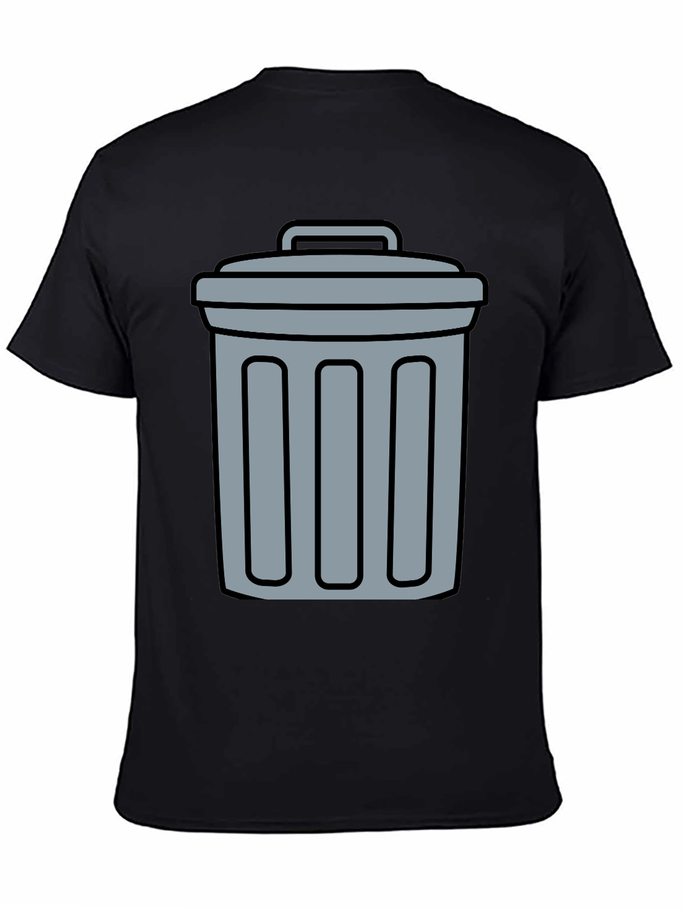 Black Funny Trash Can Graphic Tee - Black Cotton T-Shirt view 4