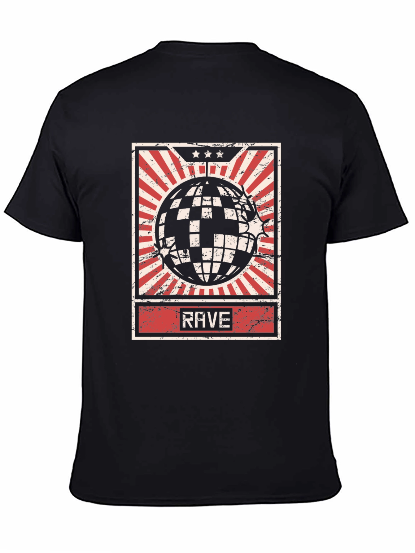 Black Rave Retro Disco Ball T-Shirt view 4