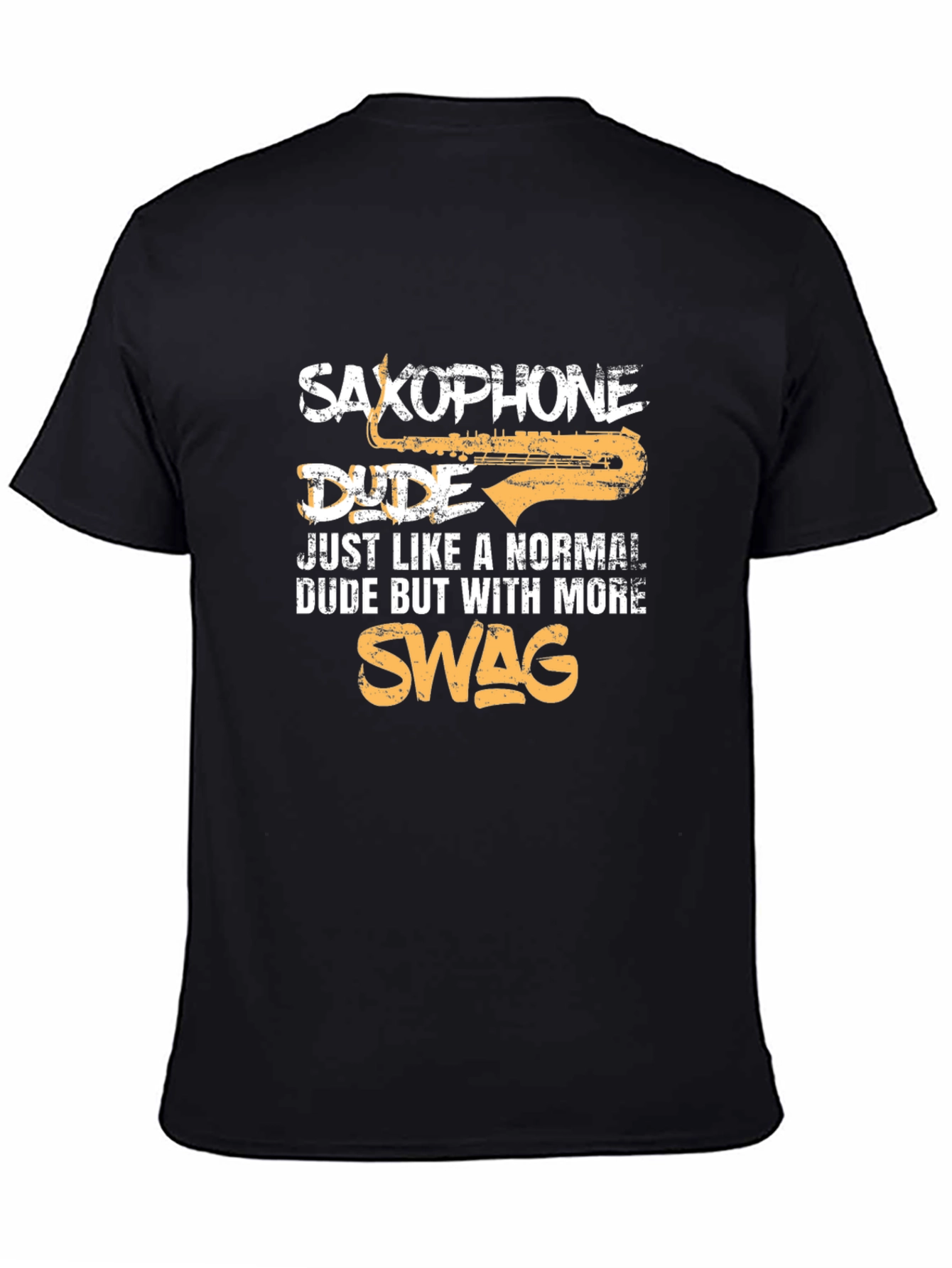 Black Saxophone Dude Graphic T-Shirt - Musician Swag Tee view 4