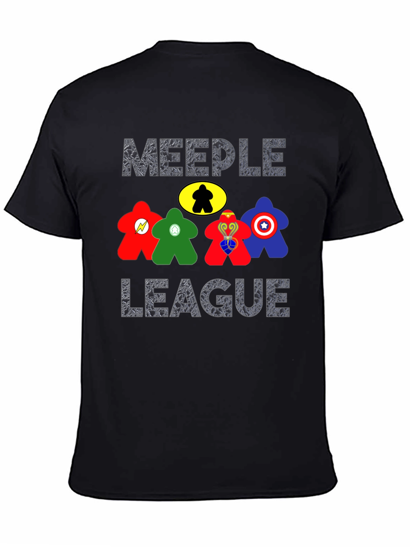 Black Meeple League T-Shirt - Board Game Geek Apparel view 4