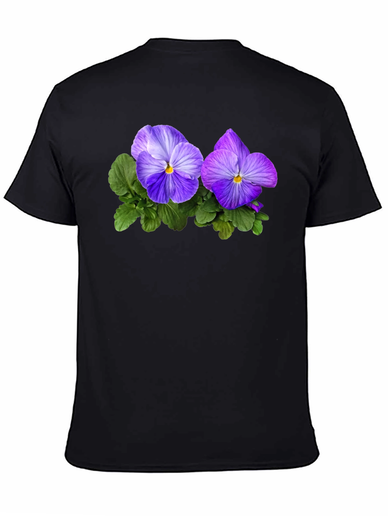 Black Floral Pansy Graphic Tee - Black view 4