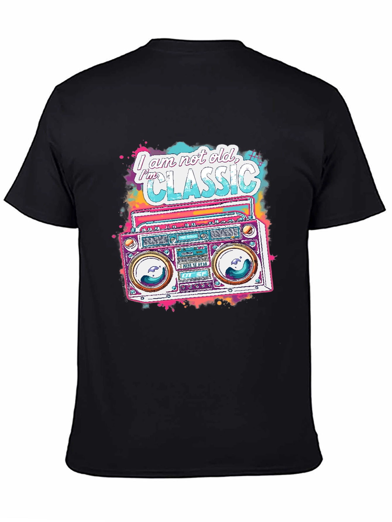 Black Retro Boombox Graphic Tee - I am not old, I'm Classic view 4