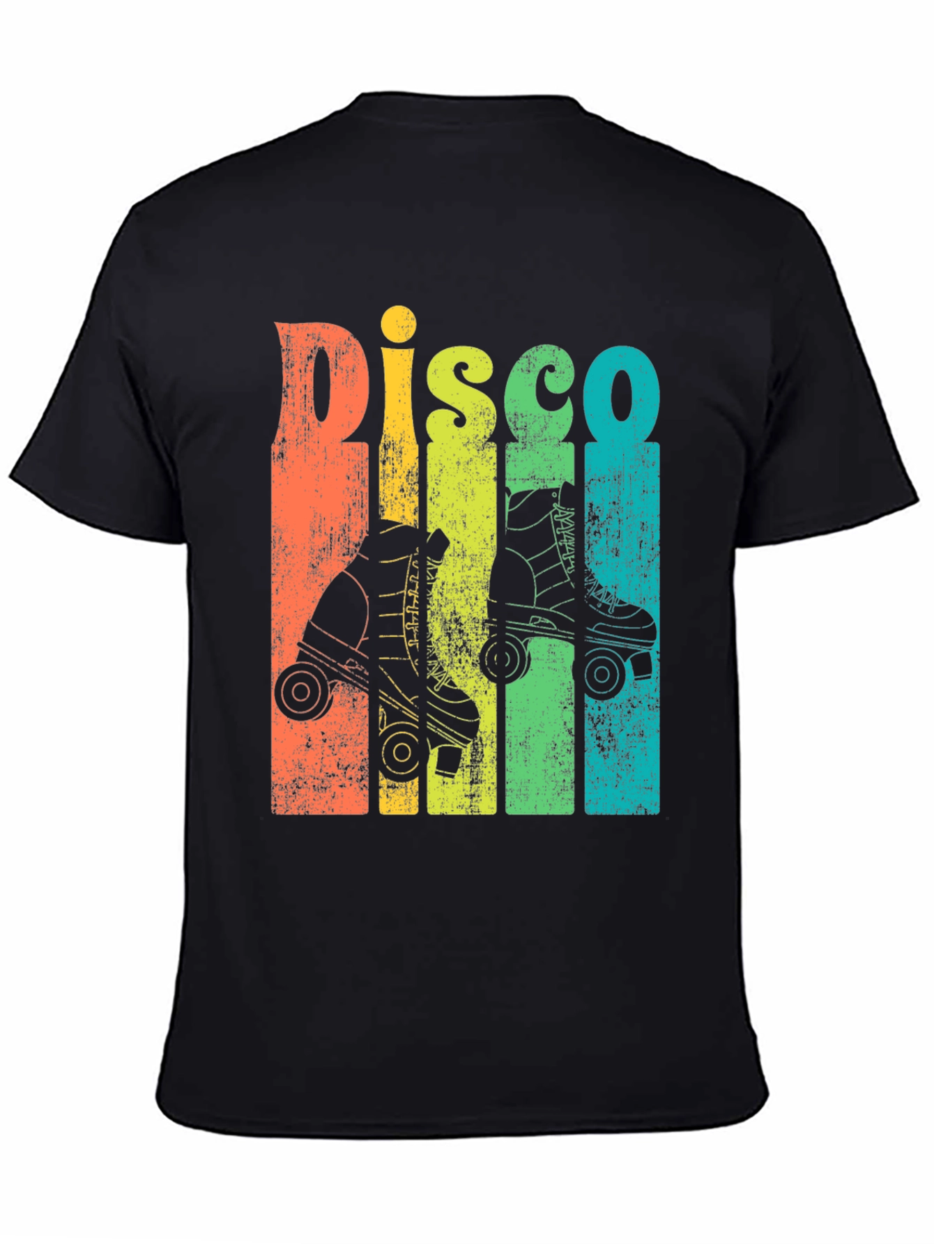 Black Retro Disco Roller Skate T-Shirt - Vintage Style view 4