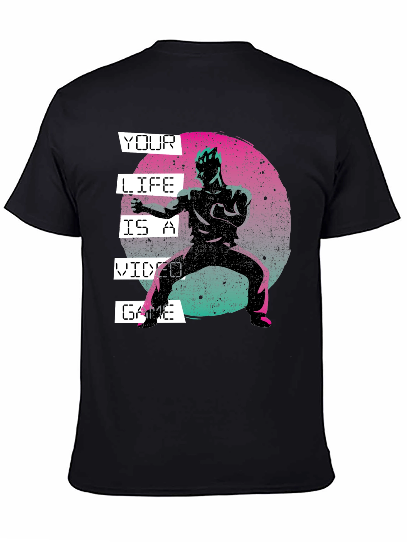 Black Your Life Is A Video Game Black Graphic Tee view 4