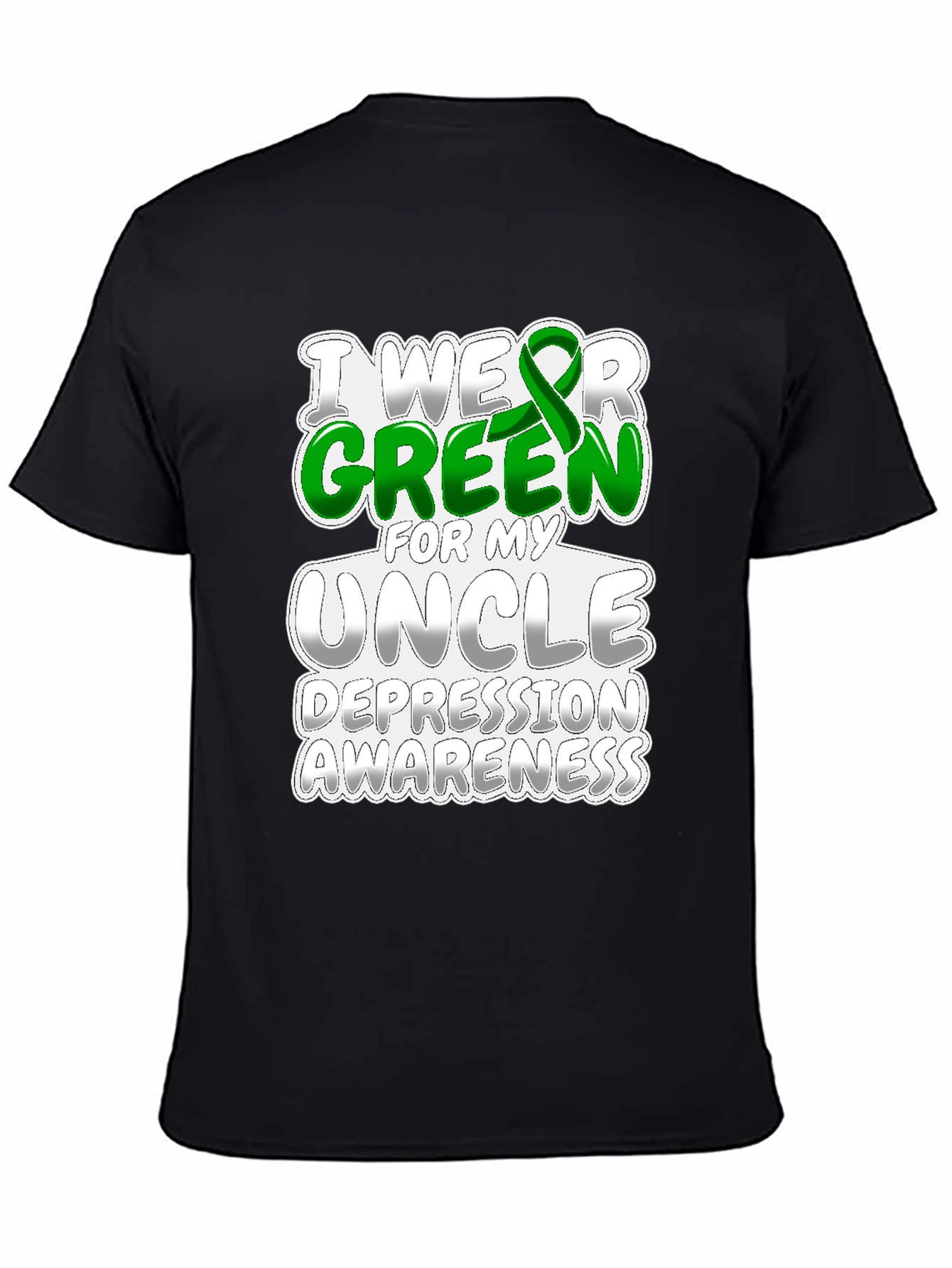 Black I Wear Green for My Uncle Depression Awareness T-Shirt view 4