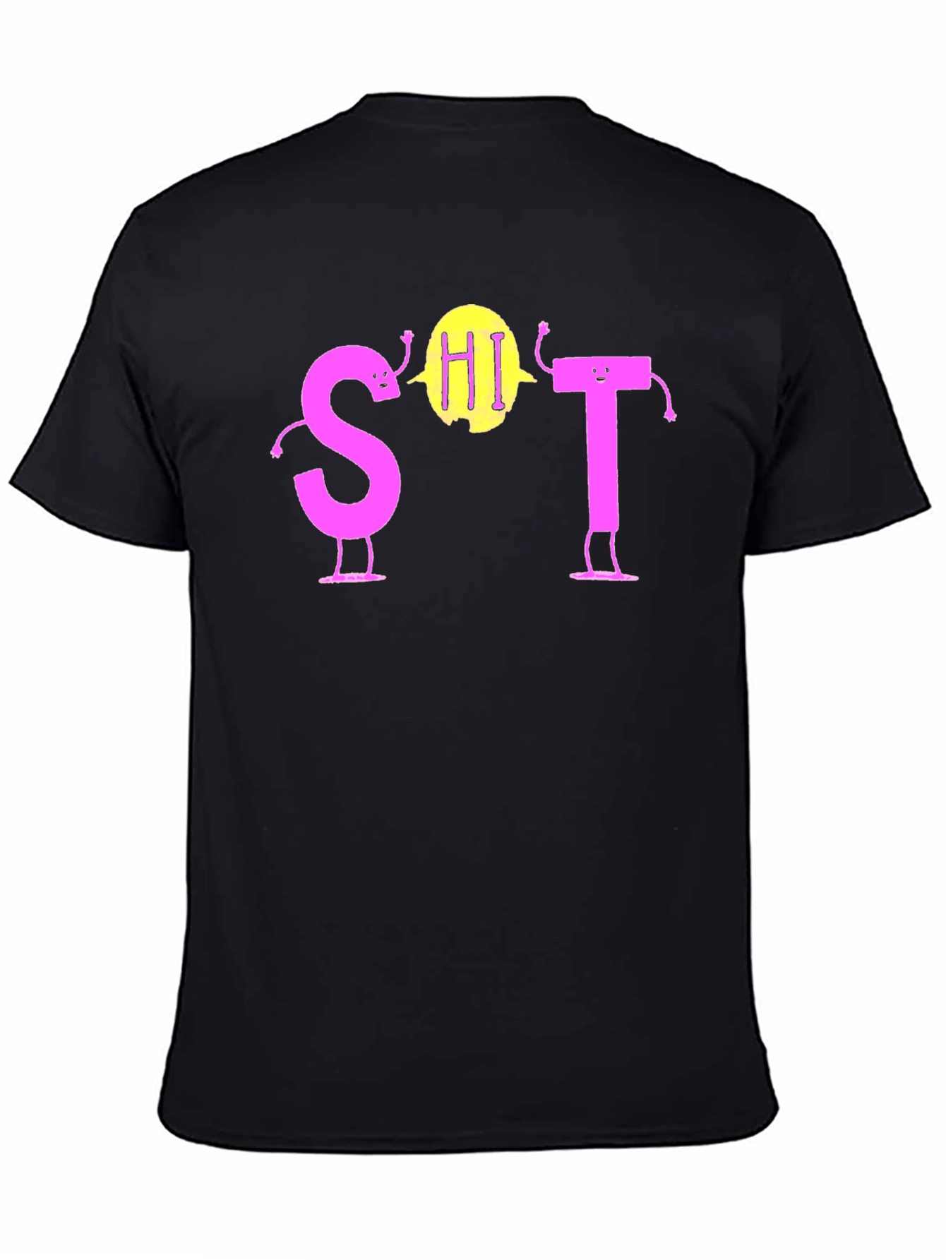 Black Funny S-HI-T T-Shirt Novelty Graphic Tee view 4