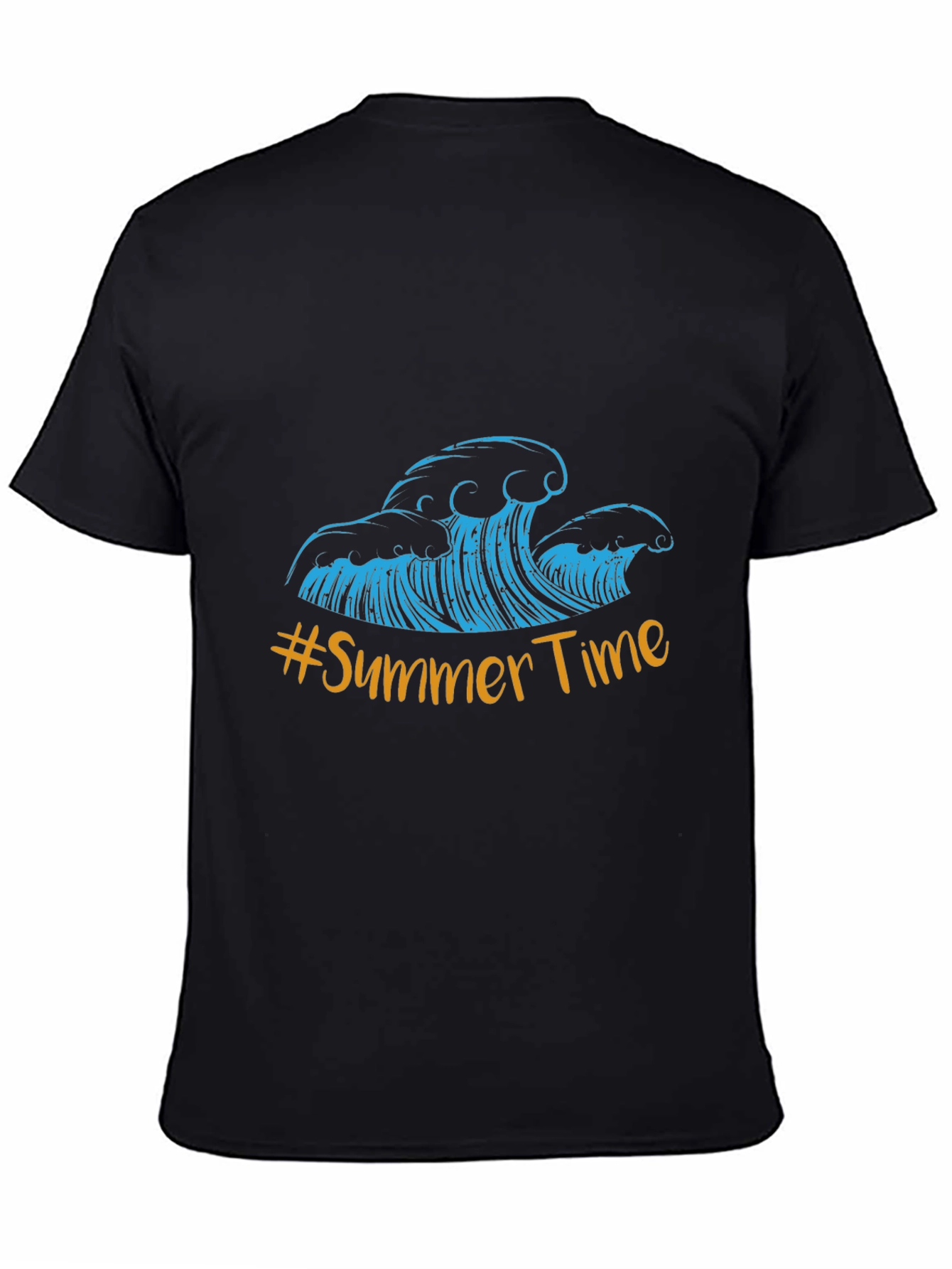 Black Summer Time Waves Graphic Tee - Black Cotton Blend view 4
