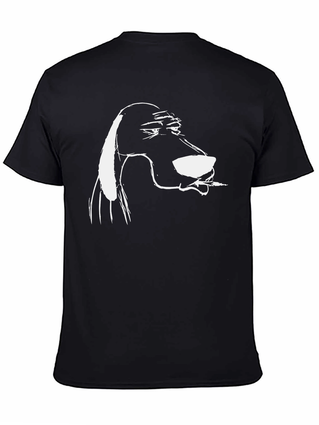 Black Cool Dog Cartoon Tee - Black Cotton Blend view 4