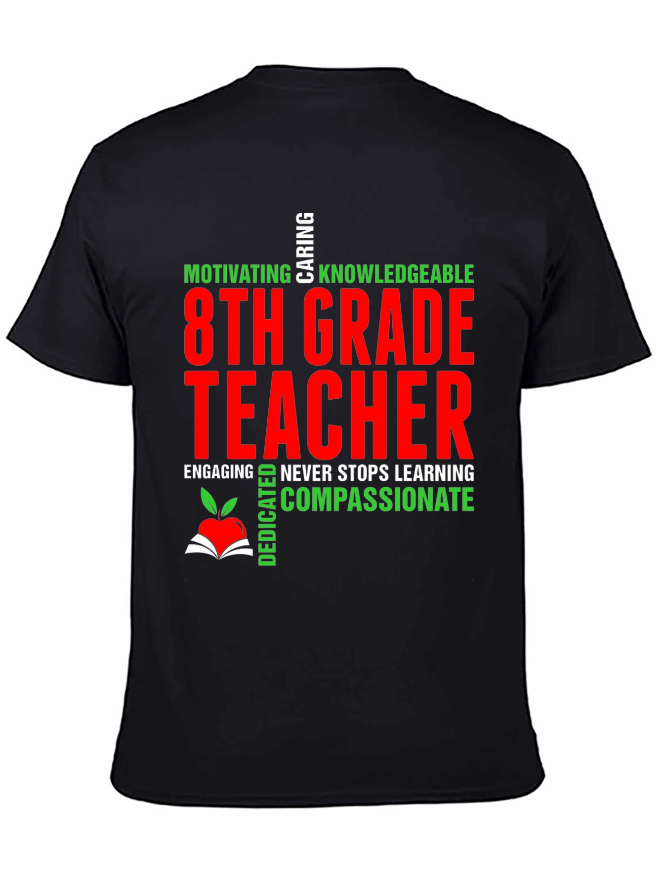 Black 8th Grade Teacher Graphic T-Shirt view 4
