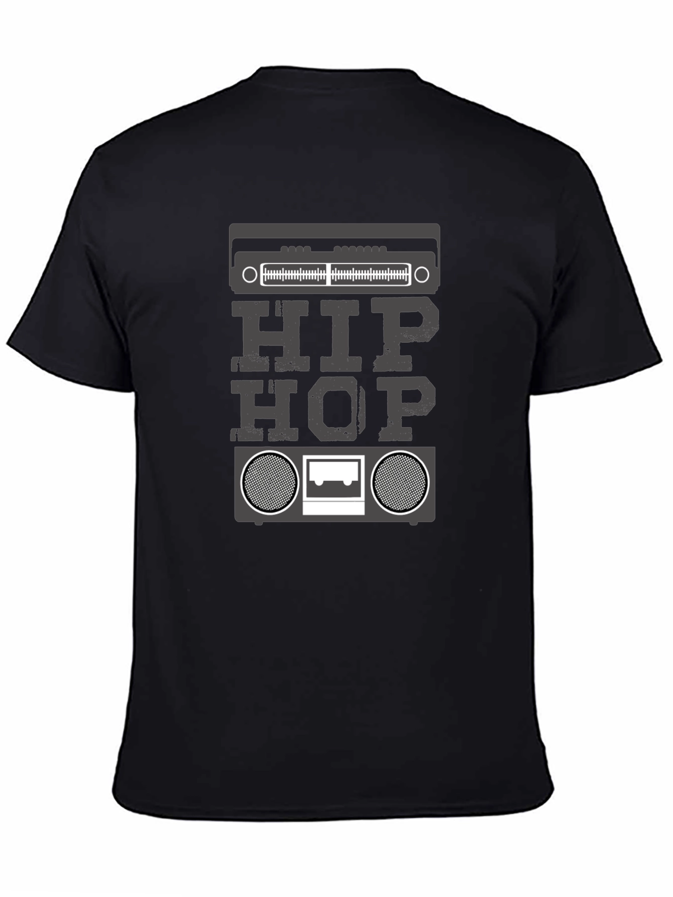 Black Hip Hop Boombox Graphic T-Shirt - Black view 4