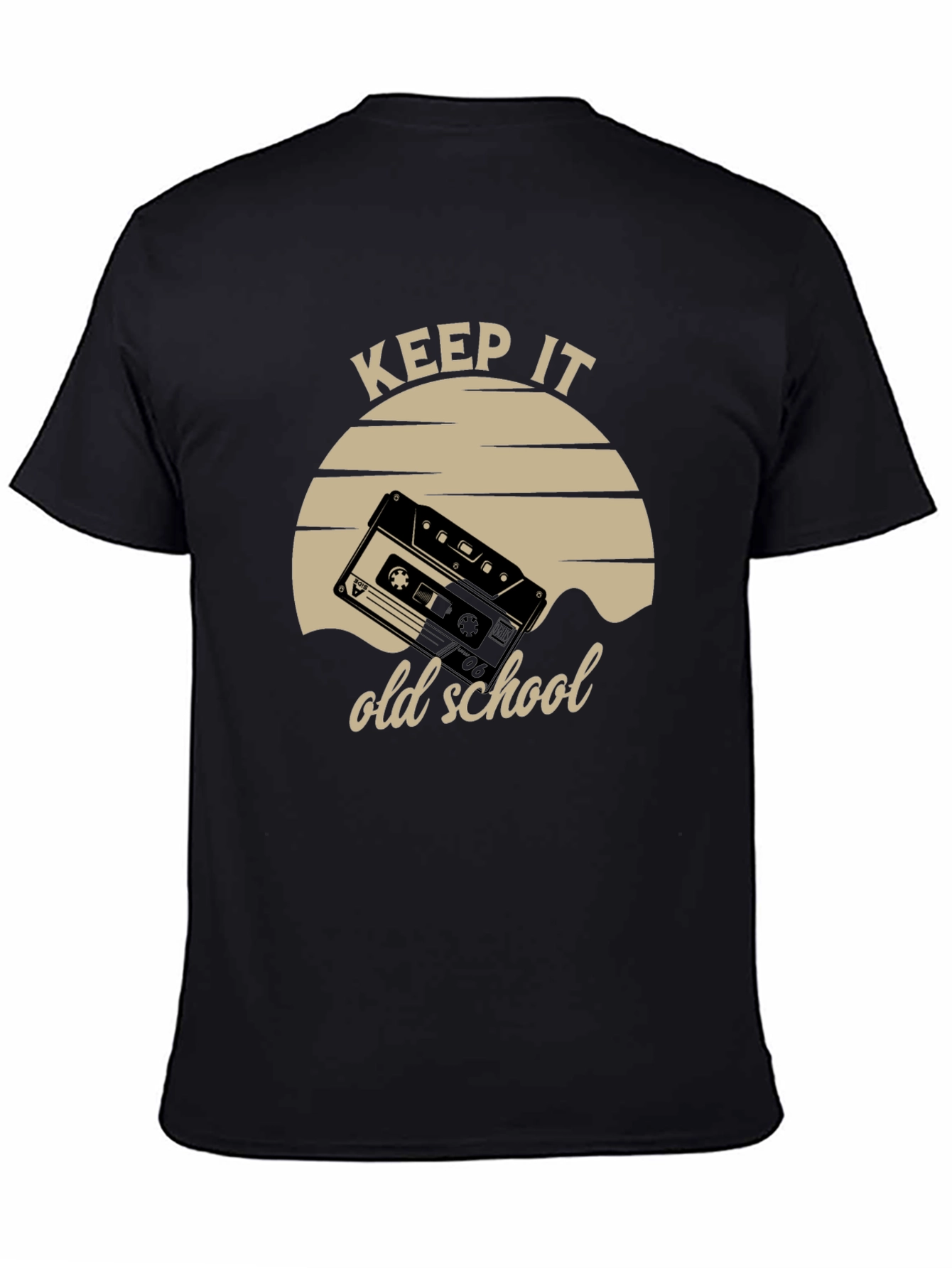 Black Keep It Old School Cassette Tape T-Shirt view 4