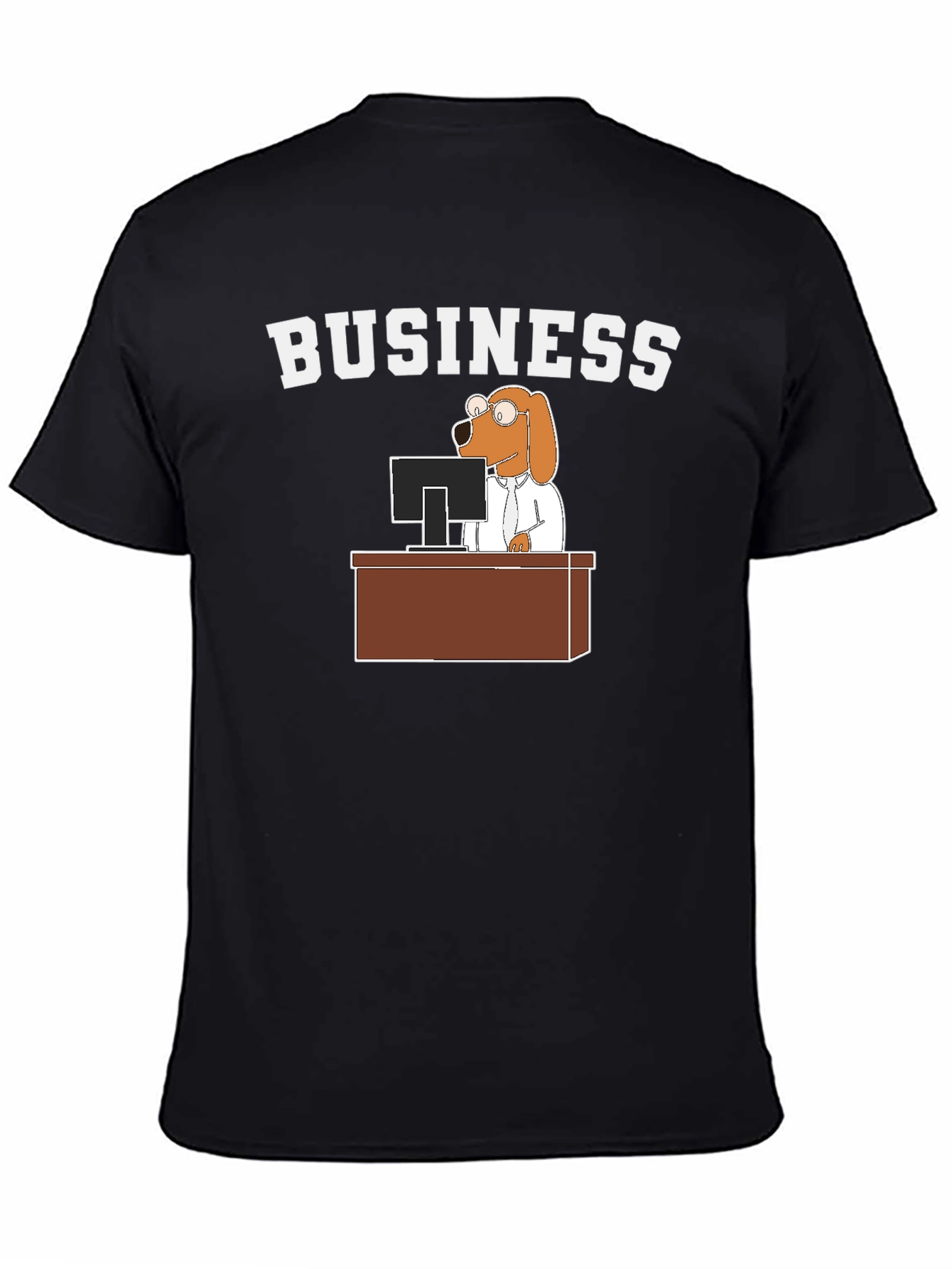 Black Business Dog T-Shirt - Funny Cartoon Tee view 4