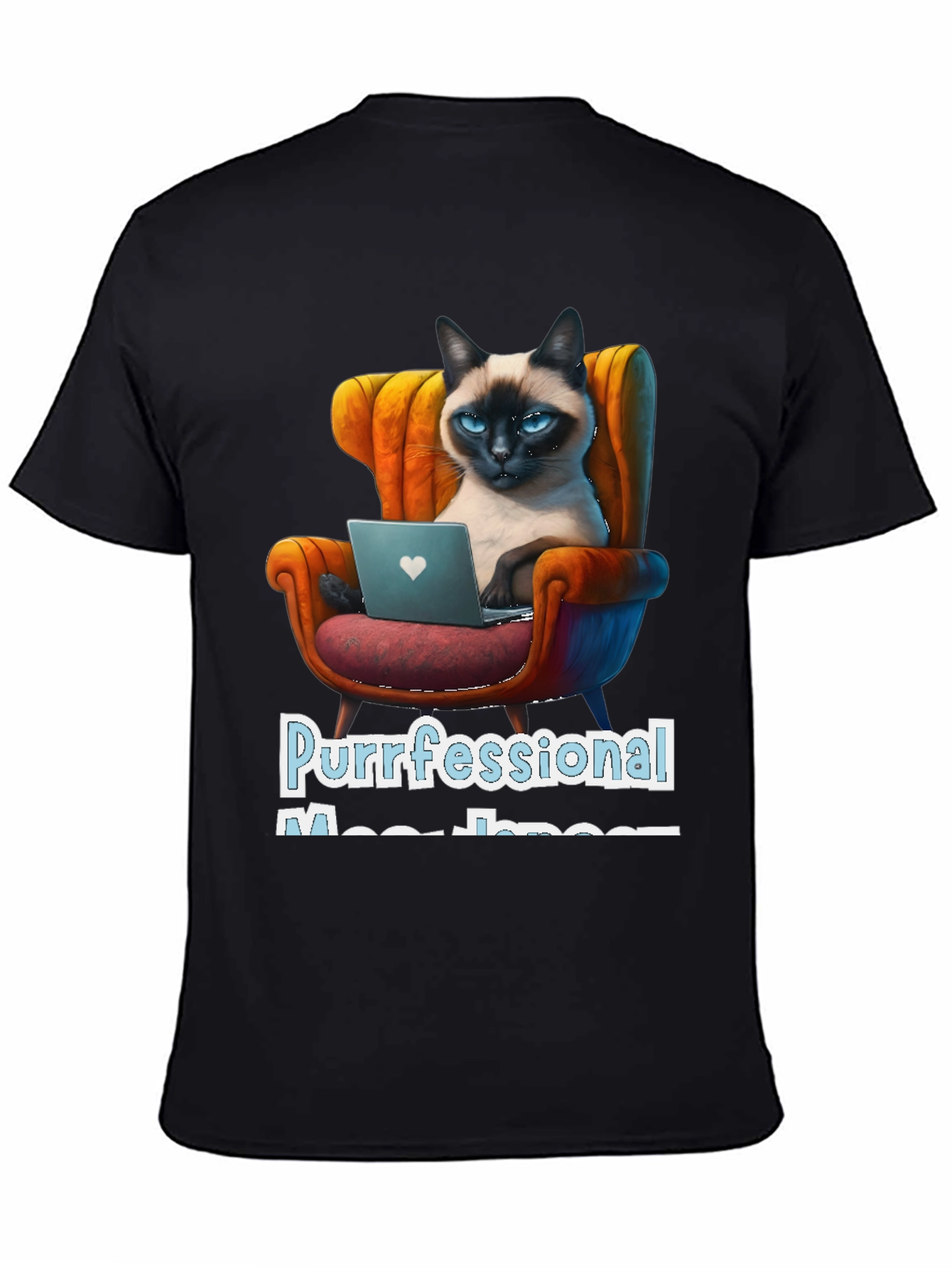 Black Purrfessional Meow-nager Cat T-Shirt view 4