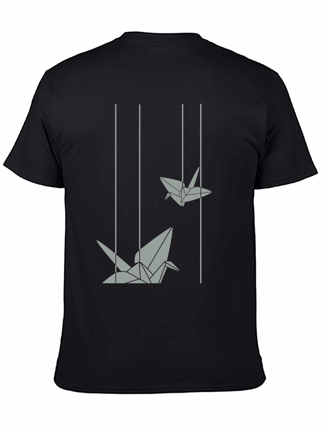 Black Origami Crane Graphic Tee - Modern Style view 4