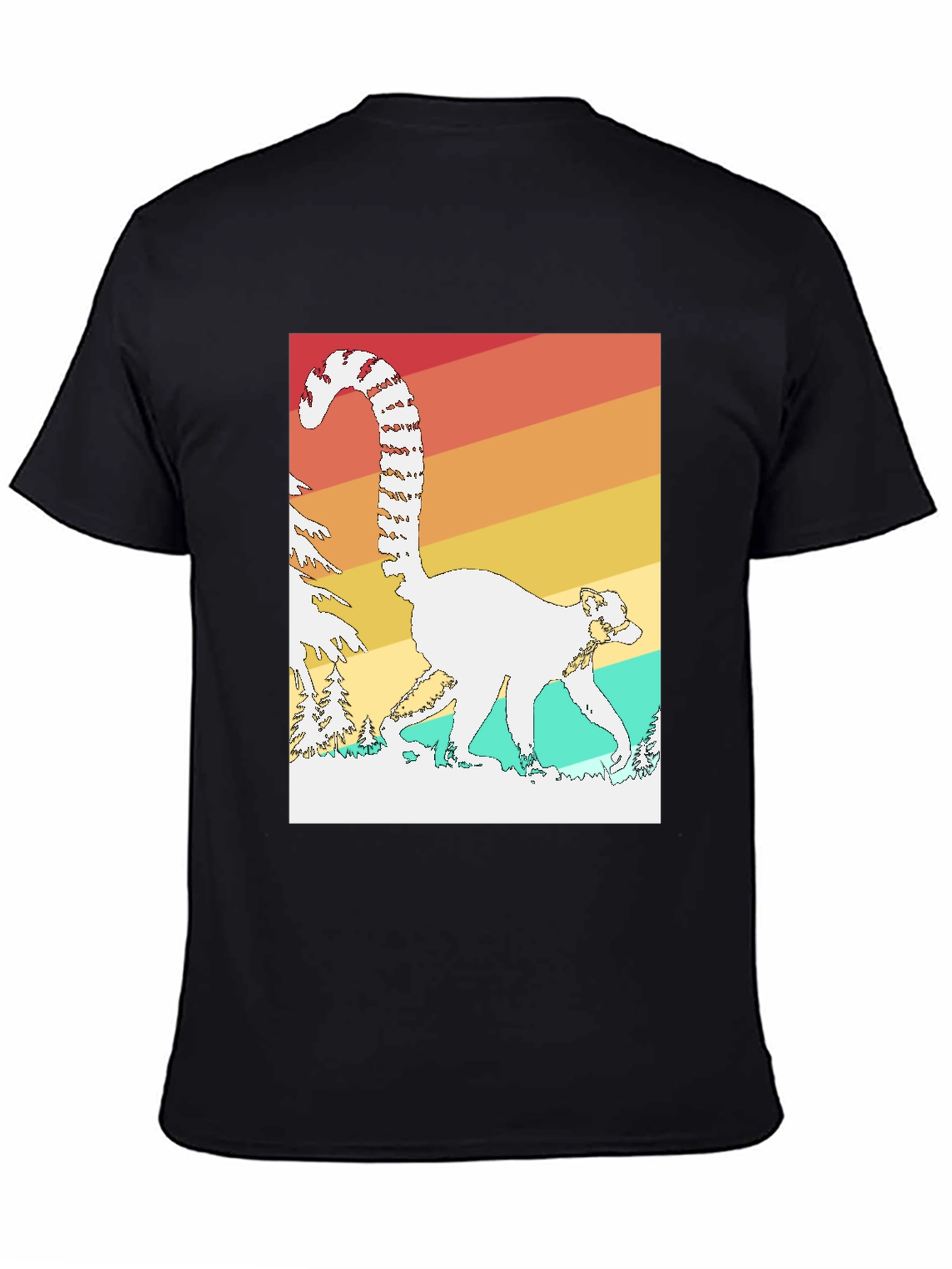 Black Retro Lemur Graphic T-Shirt view 4