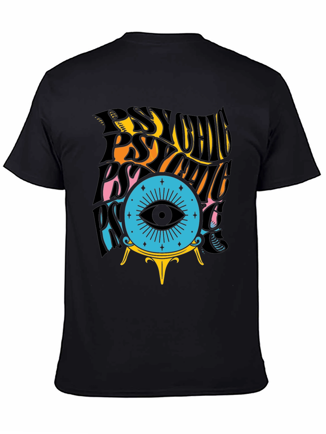 Black Psychic Eye T-Shirt - Black Cotton Tee view 4