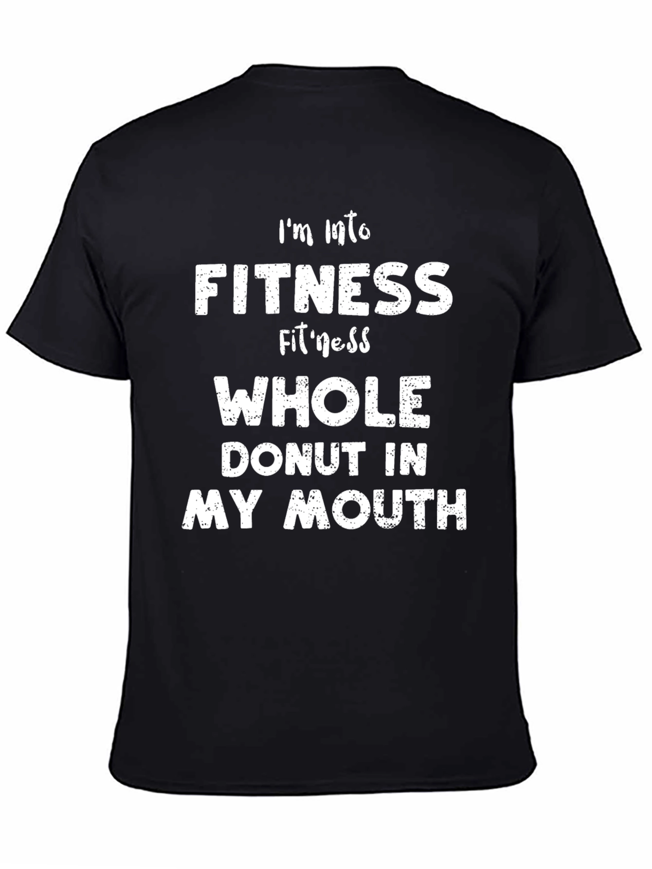 Black Funny Fitness Donut T-Shirt - Men's Black Tee view 4