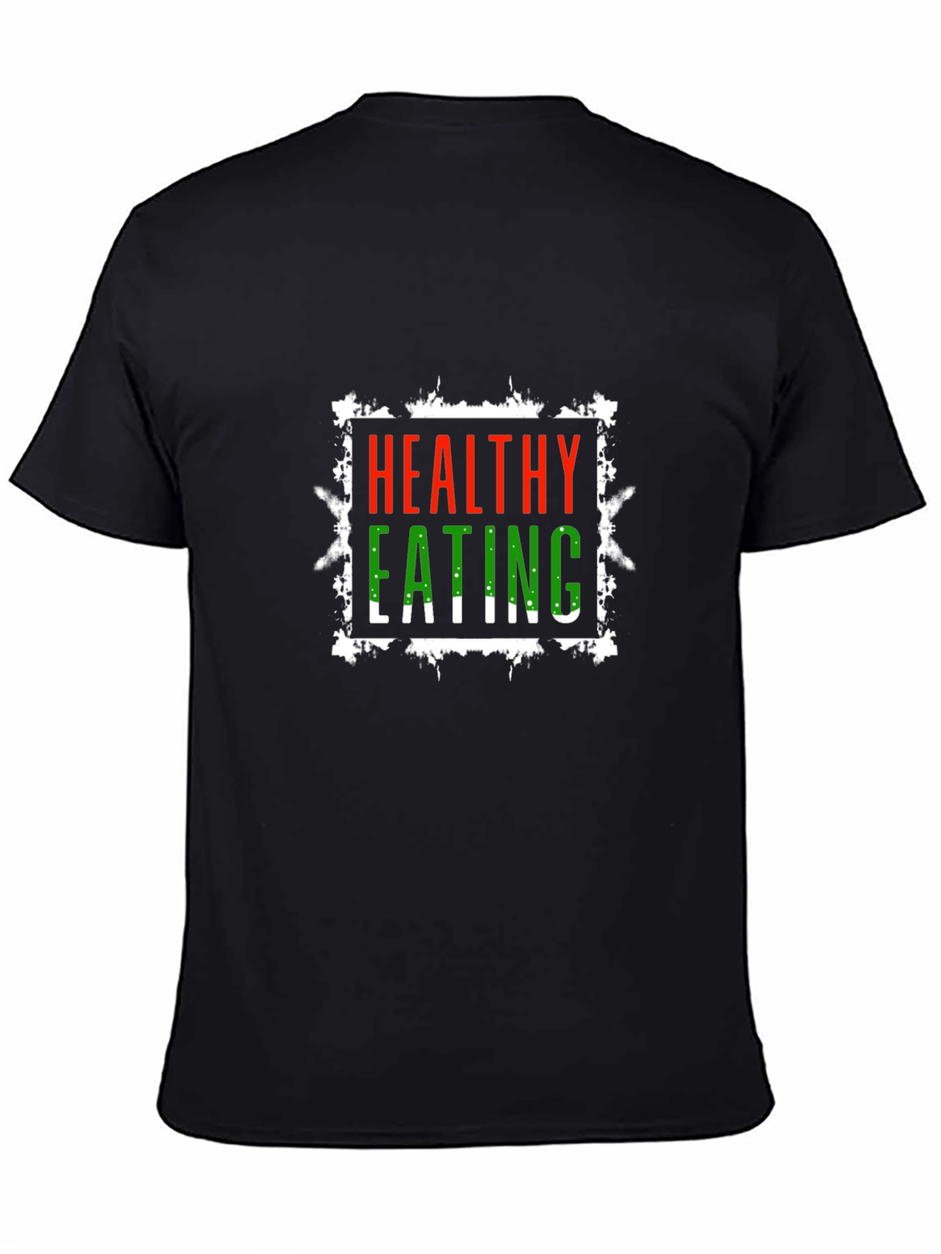 Black Healthy Eating Graphic Tee - Black Cotton T-Shirt view 4