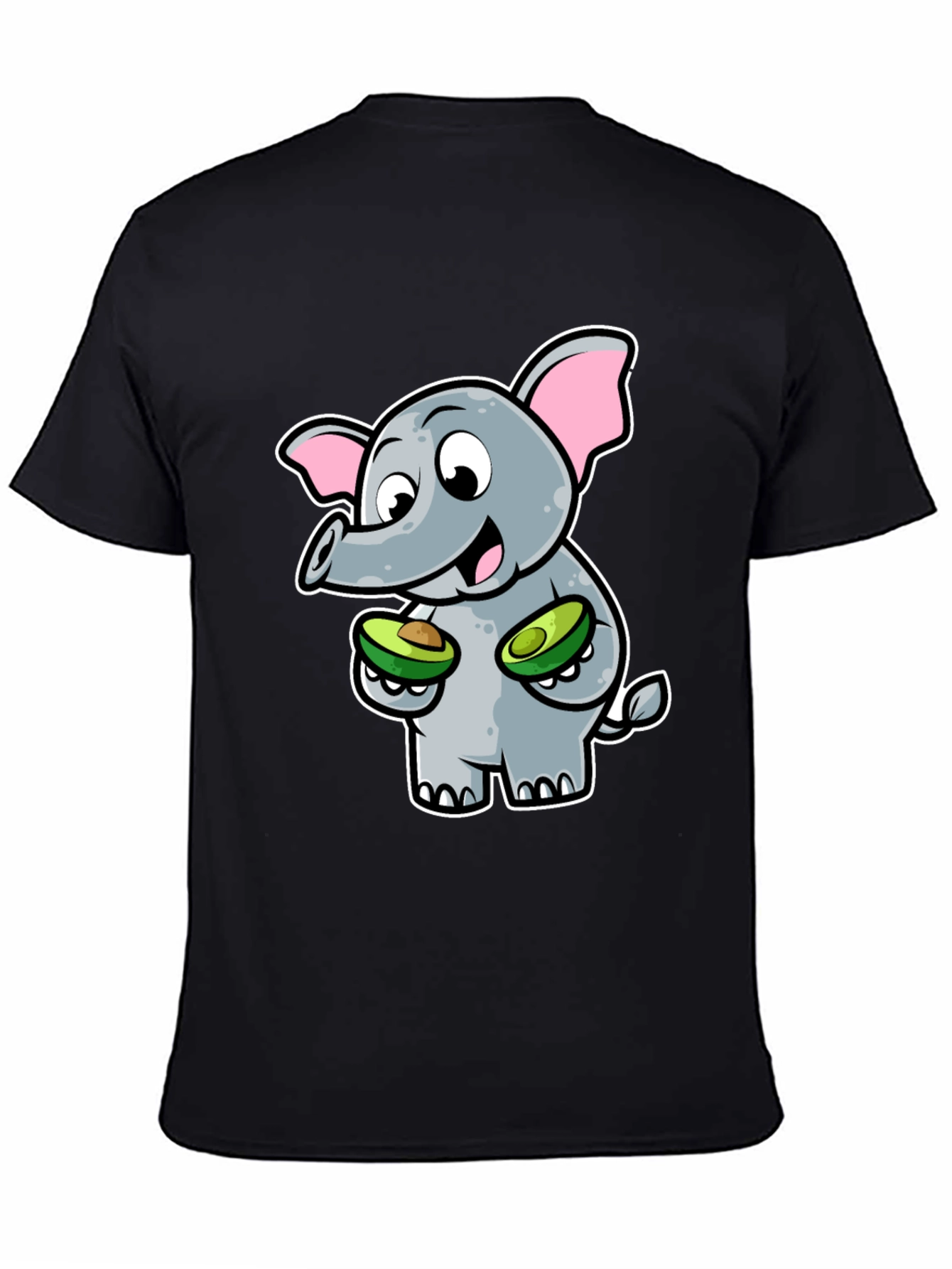 Black Elephant Avocado Black T-Shirt view 4