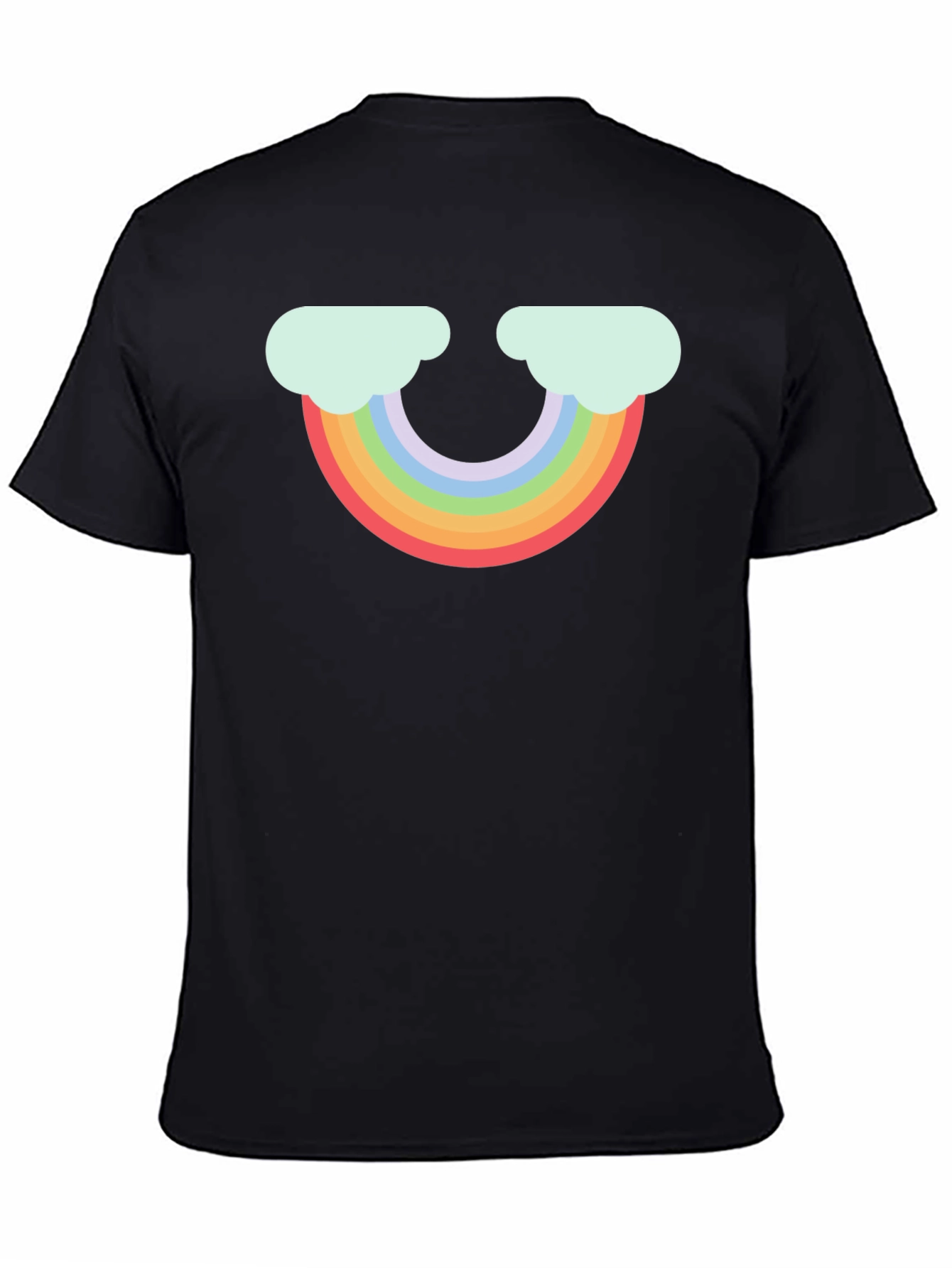 Black Rainbow Cloud Graphic Tee - Black Cotton T-Shirt view 4