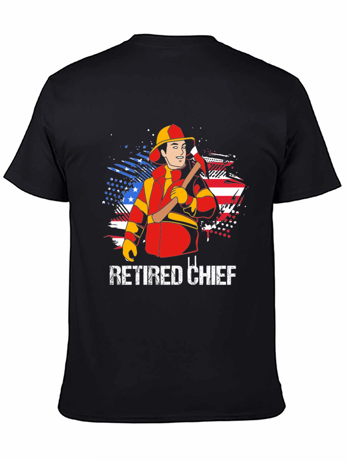 Black Retired Fire Chief T-Shirt view 4