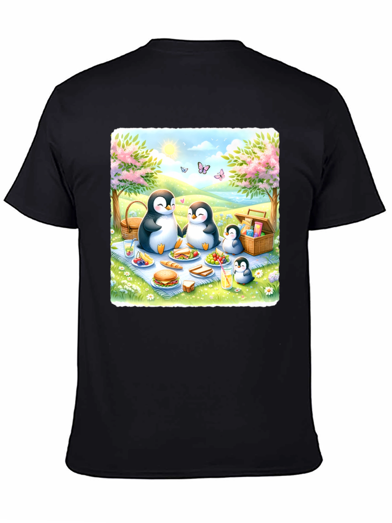 Black Penguin Family Picnic T-Shirt view 4
