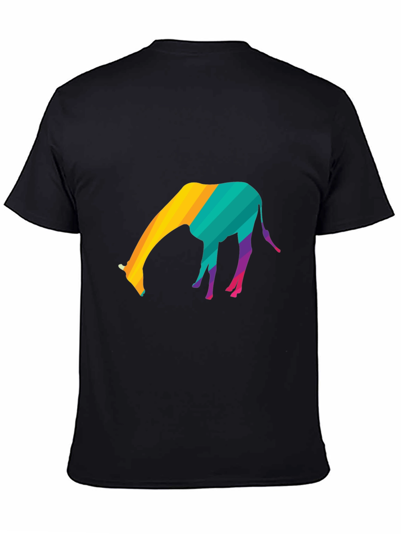 Black Colorful Giraffe Graphic T-Shirt - Black view 4