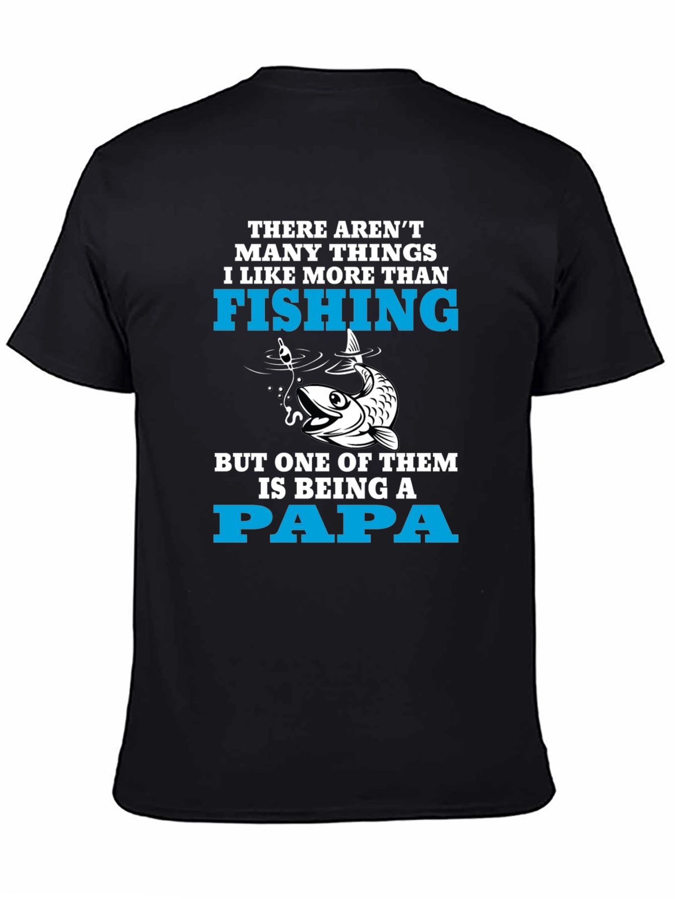 Black Fishing Papa T-Shirt - Fisherman Father's Day Gift view 4