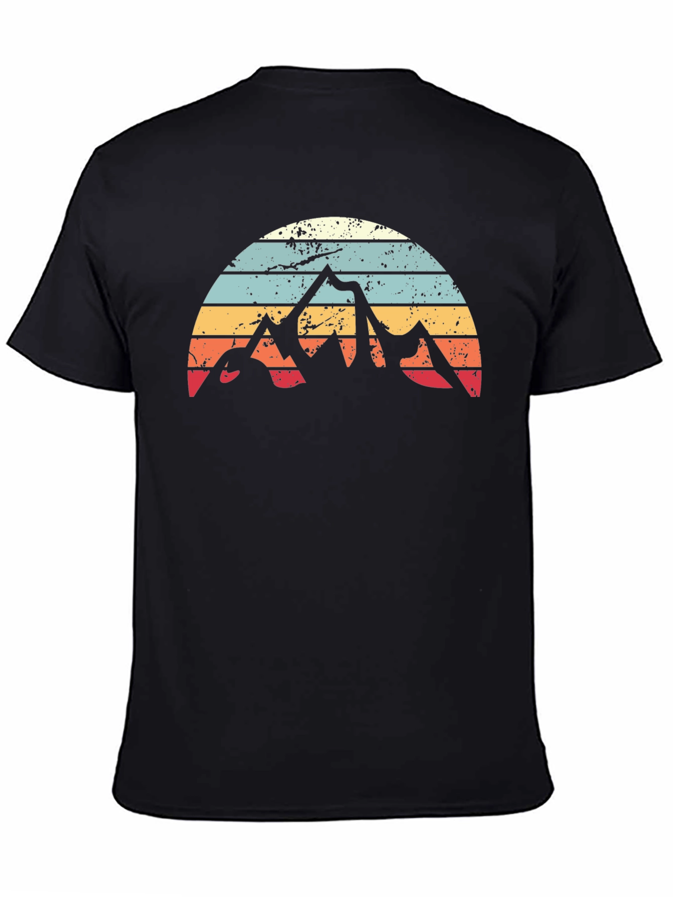 Black Retro Mountain Sunset Graphic Tee view 4