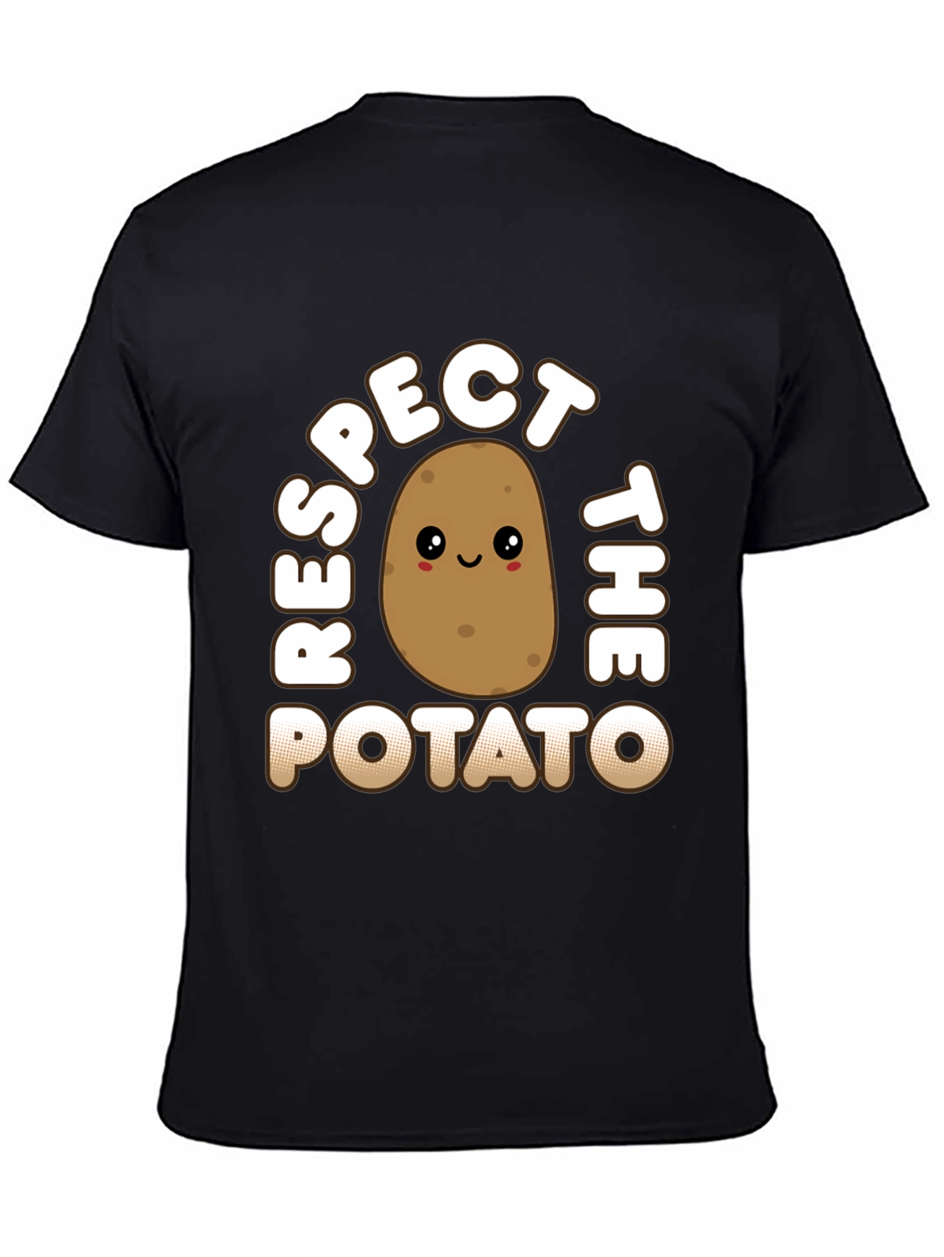 Black Respect the Potato Graphic T-Shirt - Funny Food Tee view 4