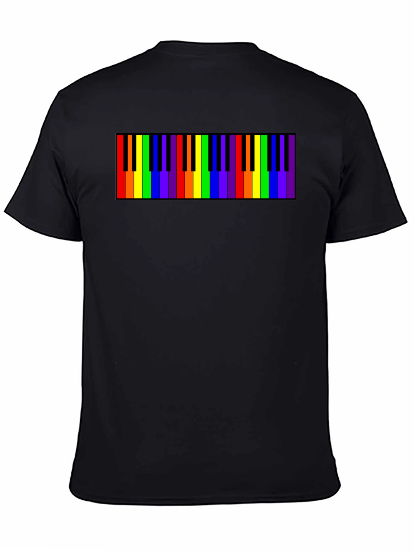 Black Rainbow Piano Keys Graphic Tee - Black Cotton T-Shirt view 4