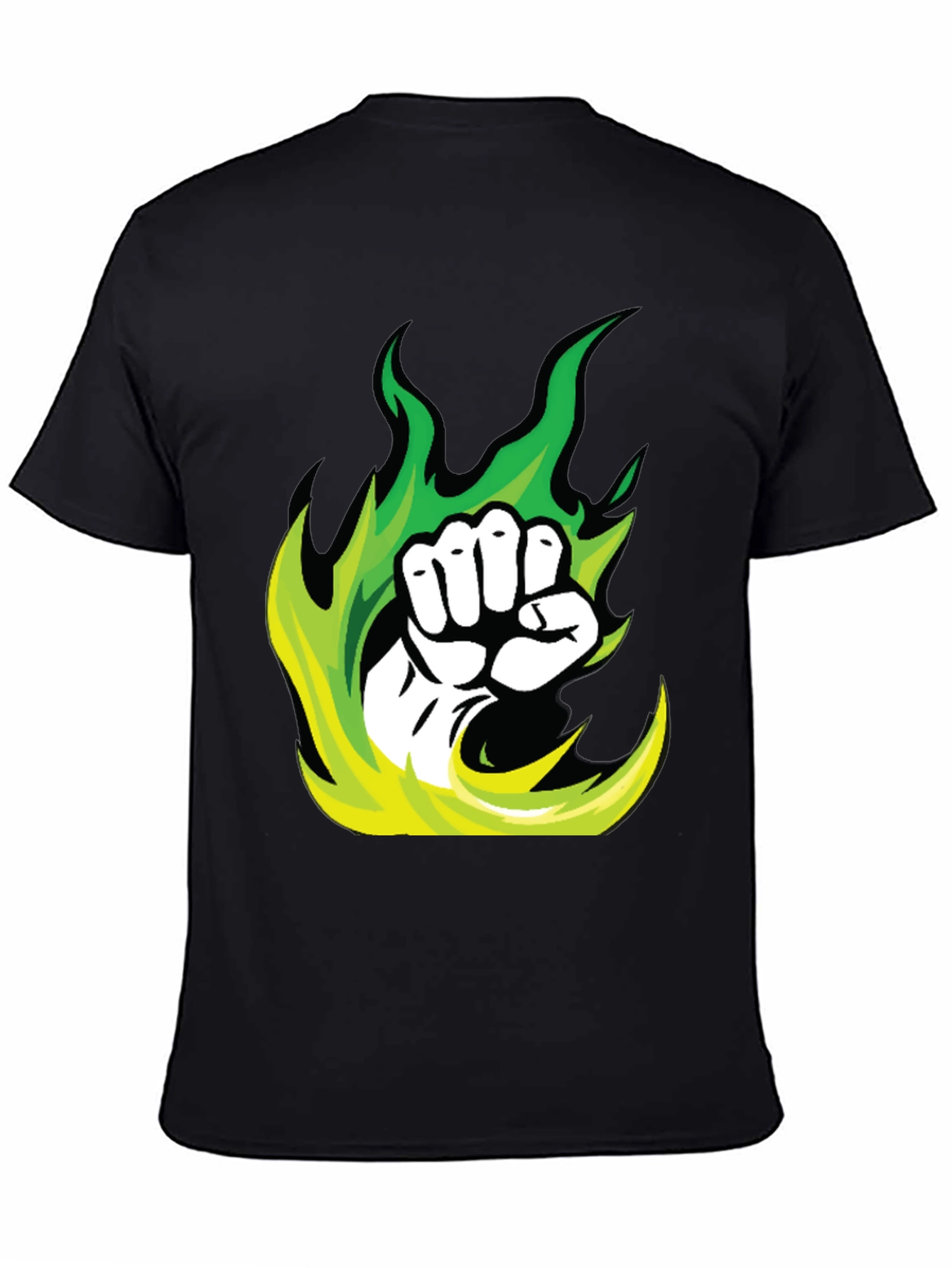 Black Fiery Fist Graphic Tee - Black Cotton Blend T-Shirt view 4