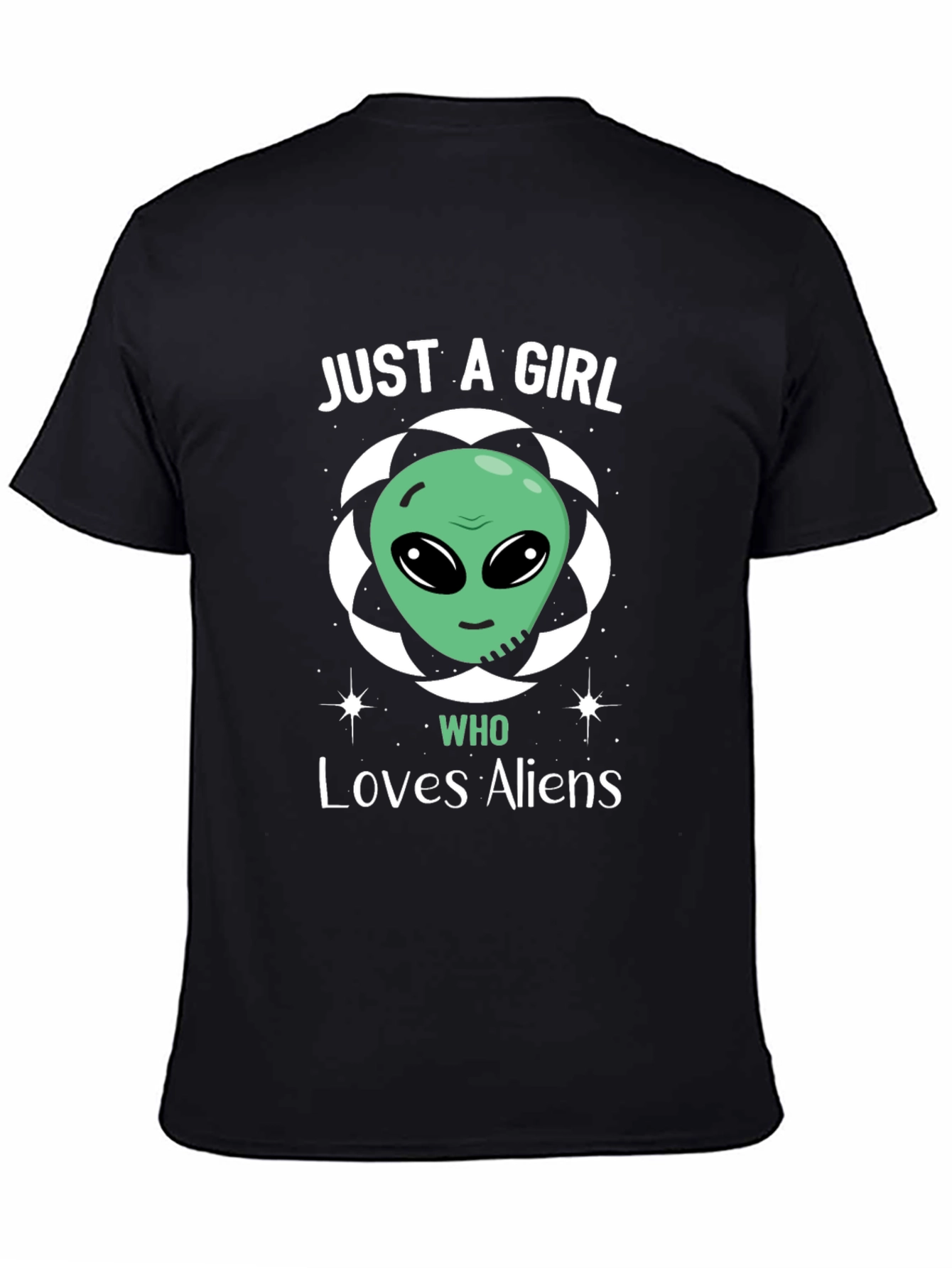 Black Alien Lover T-Shirt - Just A Girl Who Loves Aliens Tee view 4