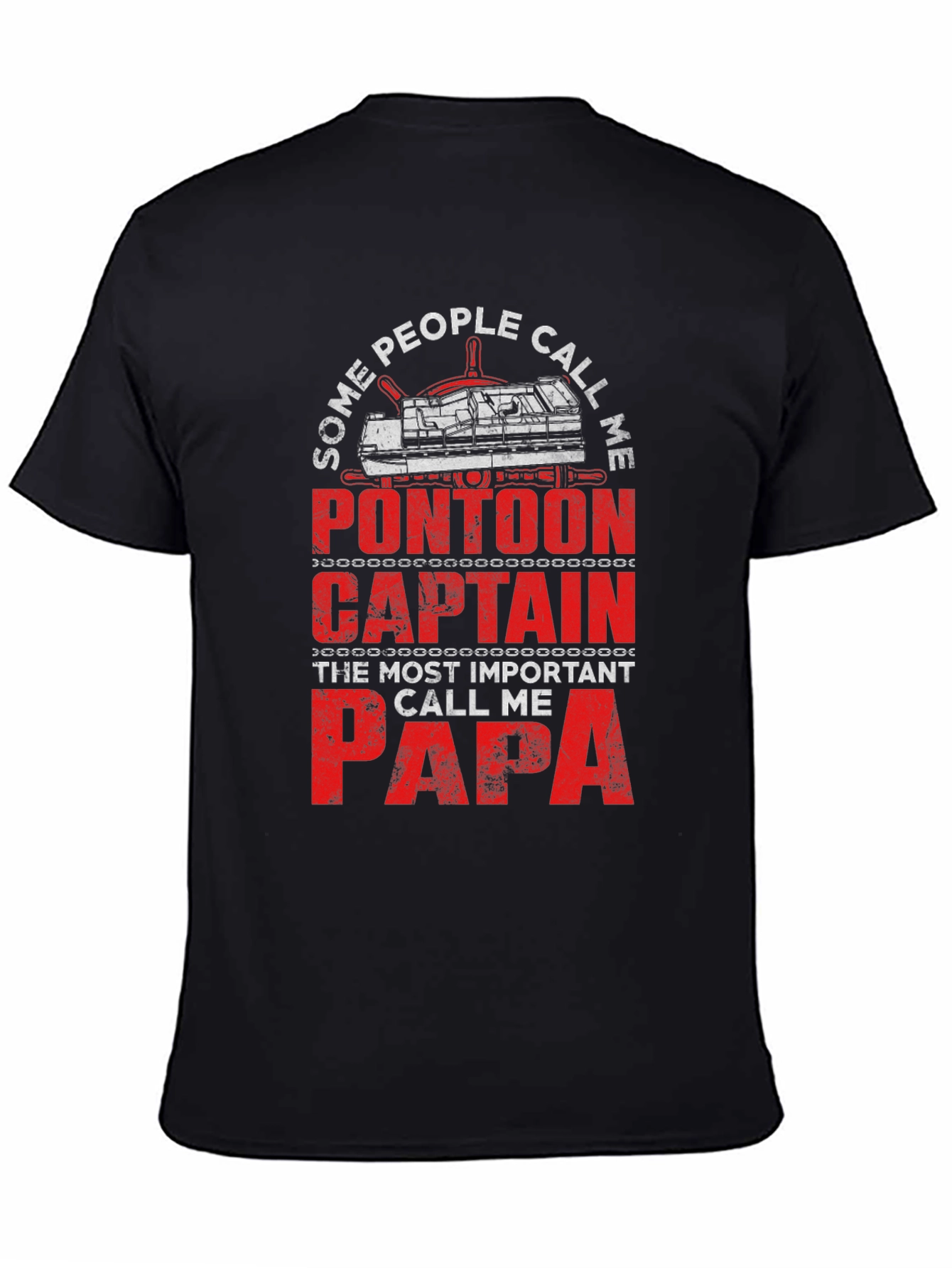 Black Pontoon Captain Papa T-Shirt view 4