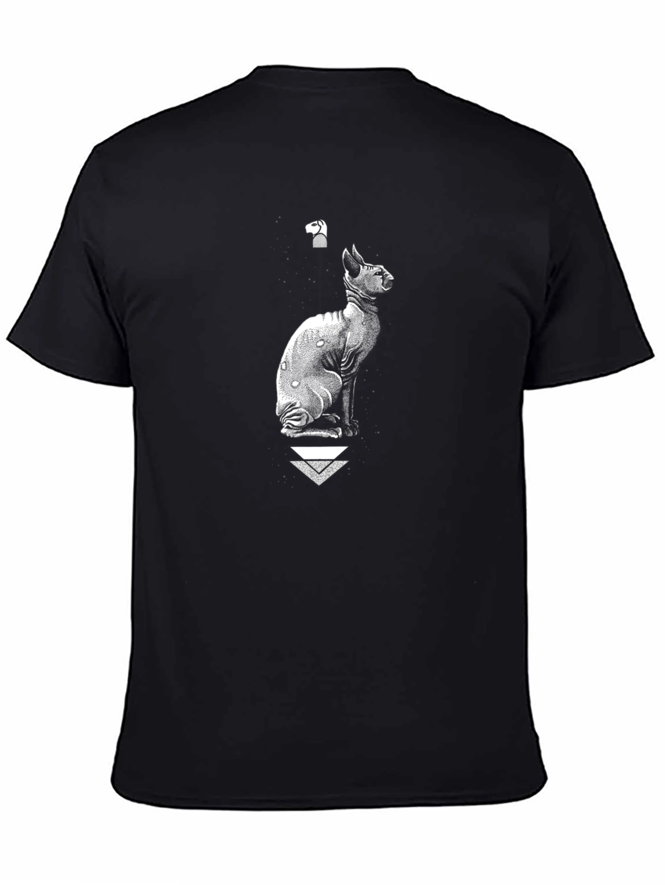 Black Sphynx Cat Graphic Tee - Black Cotton Blend view 4