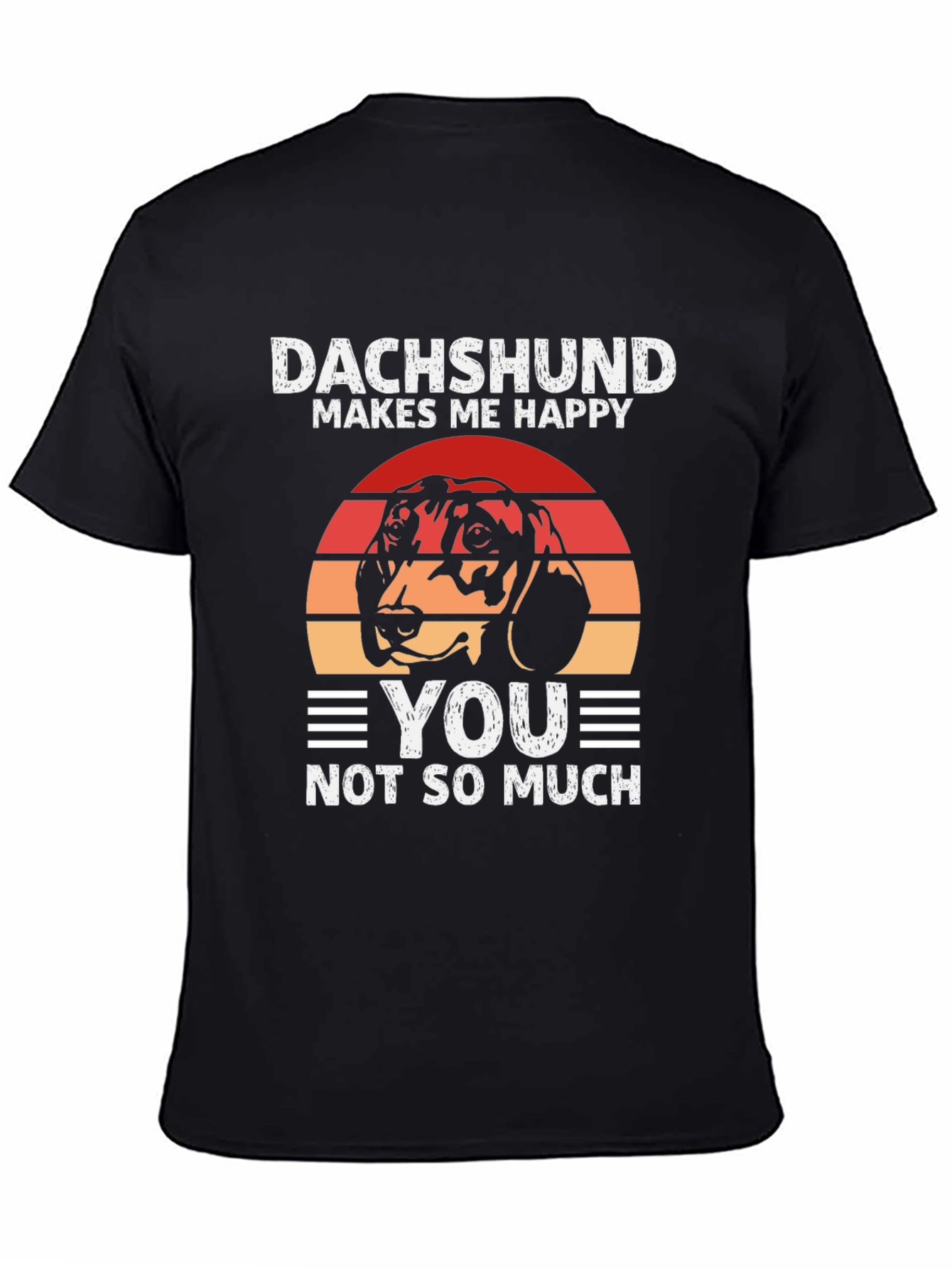 Black Dachshund Makes Me Happy T-Shirt - Funny Dog Lover Tee view 4