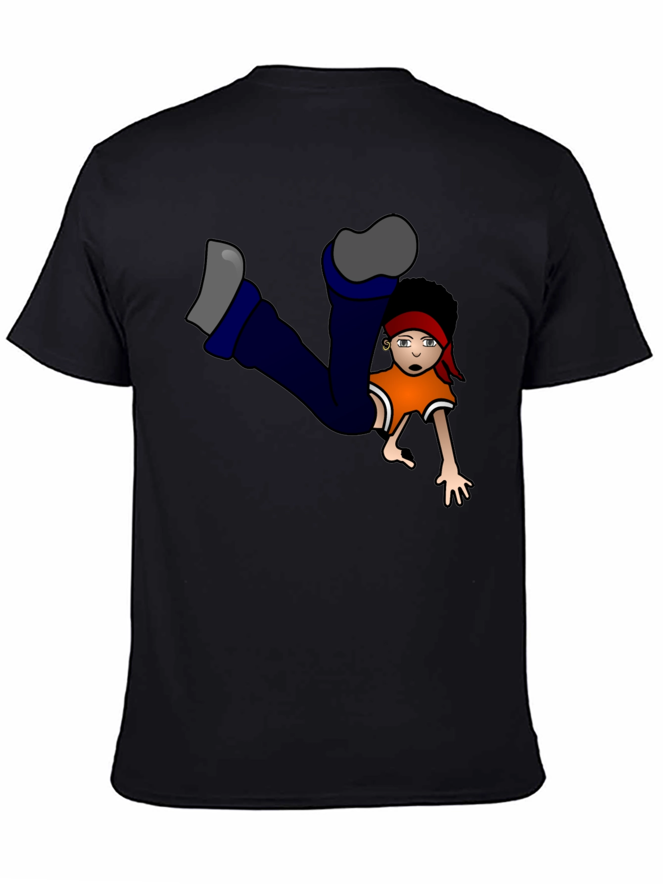 Black Funky Cartoon Character Graphic Black T-Shirt view 4